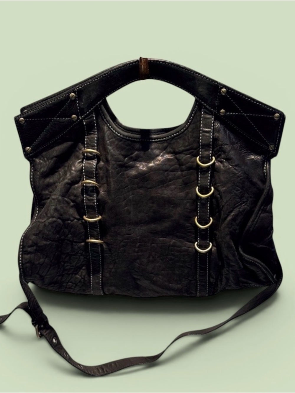 Cynthia Rowley Black Leather Shoulder Bag